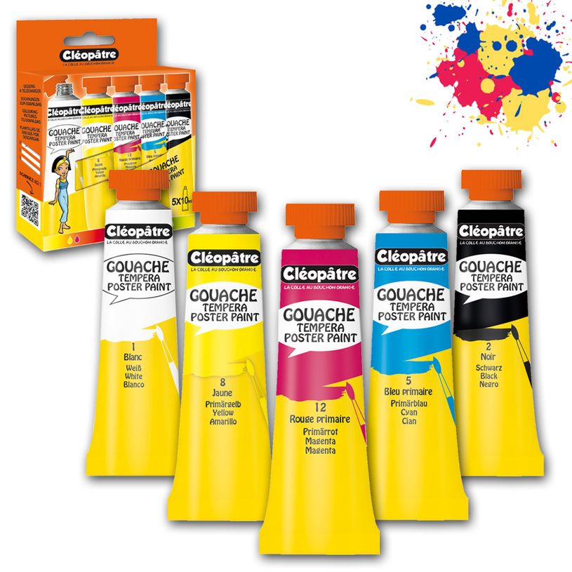 3134725008069-Cléopâtre NÉFERTARI - Pack de 5 gouaches - couleurs primaires - 10 ml-P_79399017_1-0