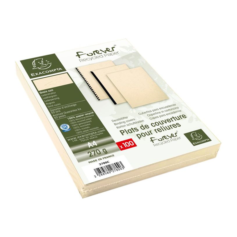 3288580278003-Exacompta - 100 couvertures à reliure A4 (21 x 29,7 cm) - 270 g/m² - ivoire-P_79417658_1-0