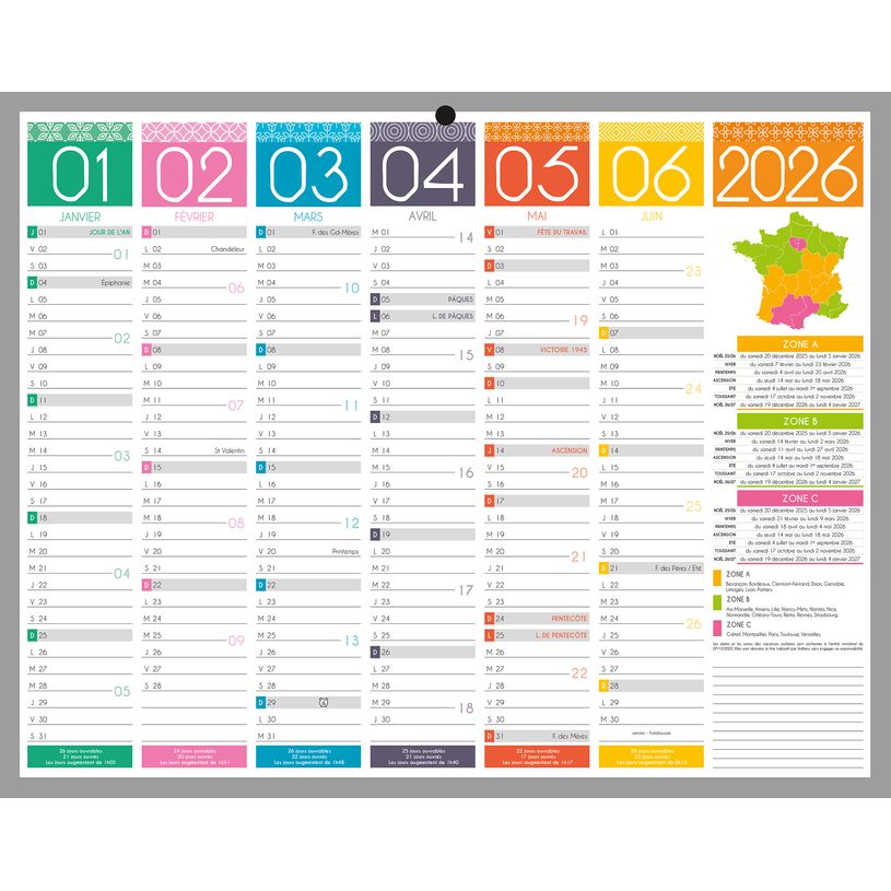 3592930026825-Calendrier bancaire année civile BOUCHUT "Tendance Mini" 21 x 26,5 cm Pefc 70 %--0