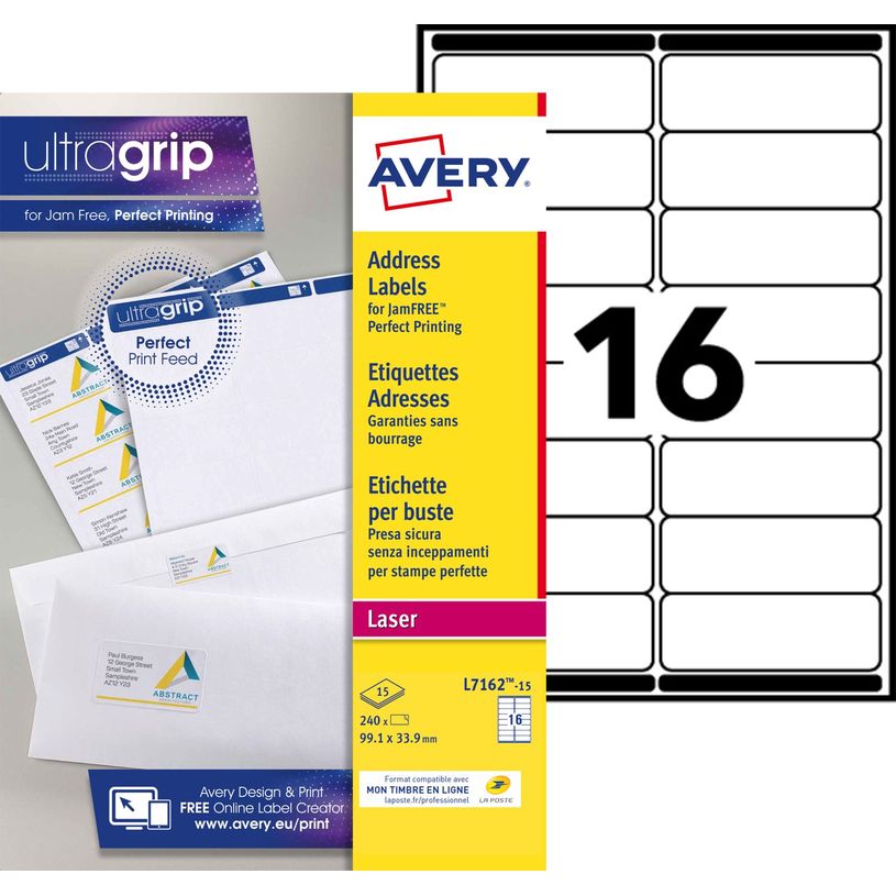5014702086625-Avery - 240 Étiquettes adresse blanches - 99,1 x 33,9 mm - Impression laser - réf L7162-1-P_79423786_1-0
