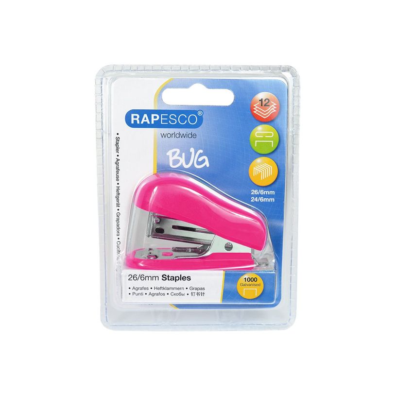 5018505010252-Rapesco - Mini Agrafeuse BUG  + 1000 agrafes 24/6 - rose-P_79429236_1-2