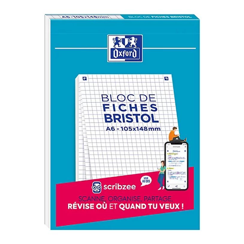 3020120120591-Oxford - Pack de 30 Fiches Bristol - A5 - petits carreaux - perforées - blanc-P_79431002_2-0