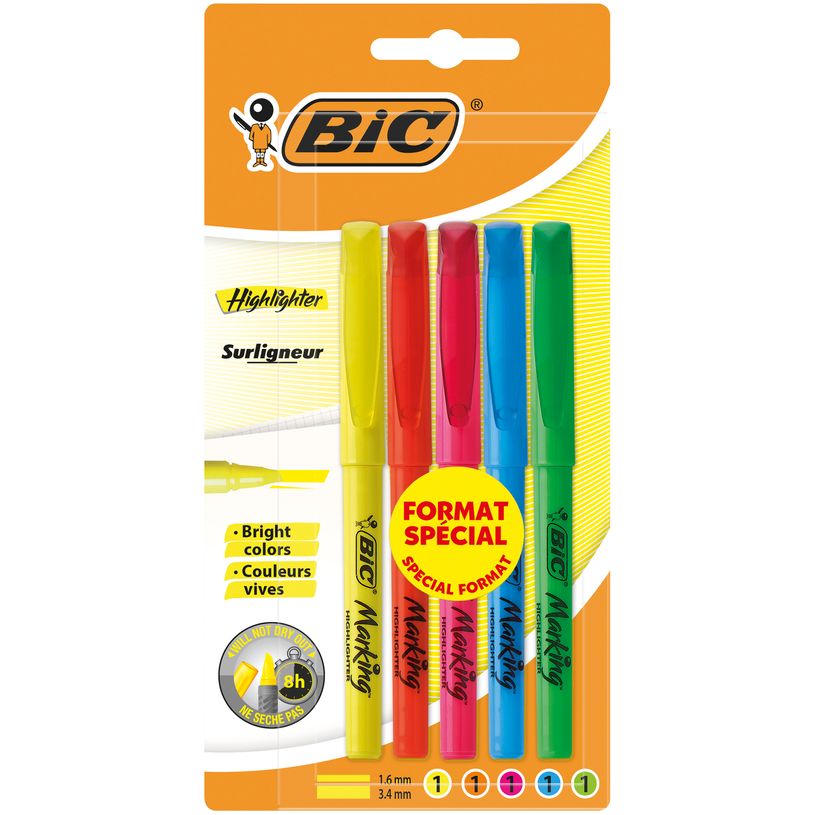 3086123331655-BIC Highlighter - Pack de 5 surligneurs - couleurs assorties-P_79431826_6-0