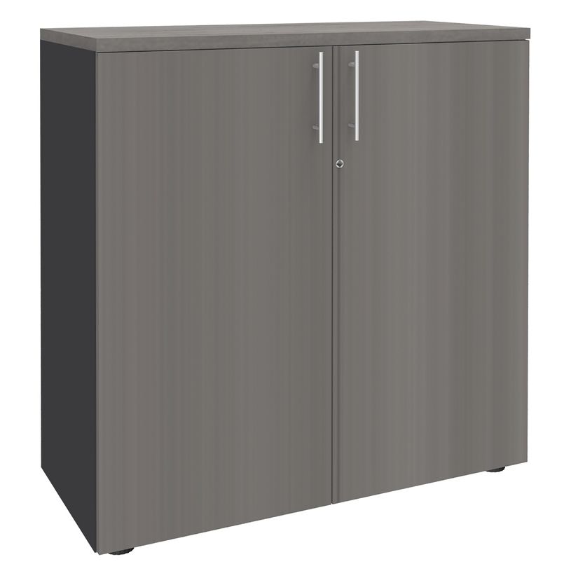 3253310161719-Armoire mi-haute IDRA/DUAL -  L80 x H102 x P47 - 2 portes - 2 tablettes métal DS - Corps anthracite --P_79432185_1-0