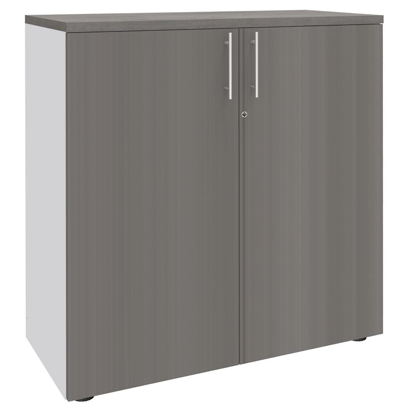 3253310161733-Armoire mi-haute IDRA/DUAL -  L80 x H102 x P47 - 2 portes - 2 tablettes métal DS - Corps blanc --P_79432187_1-0
