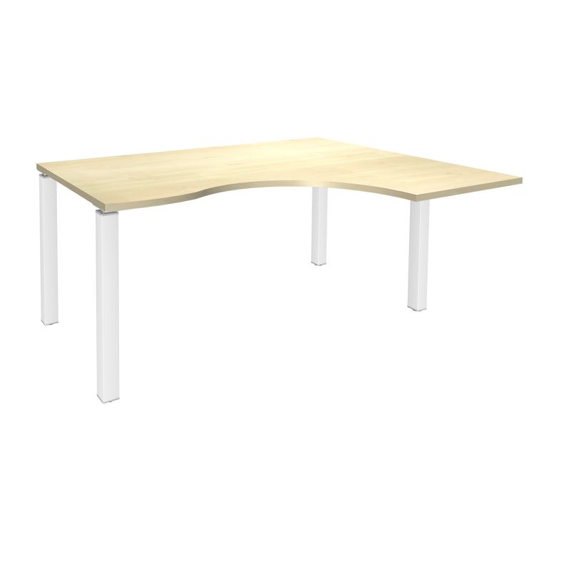 3253310164079-Bureau compact EXPRIM - L160 cm - Retour droite - Plateau imitation Erable - Pieds blanc (Pieds de renfort obligato-P_79432288_1-0