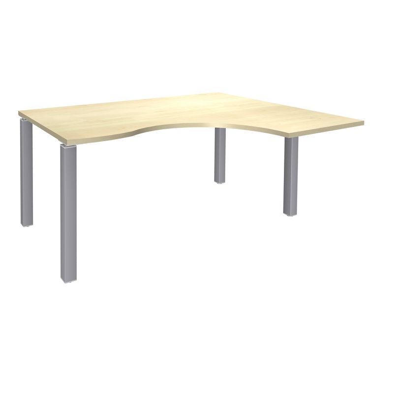 3253310164086-Bureau compact EXPRIM - L160 cm - Retour droite - Plateau imitation Erable - Pieds alu (Pieds de renfort obligato-P_79432289_1-0