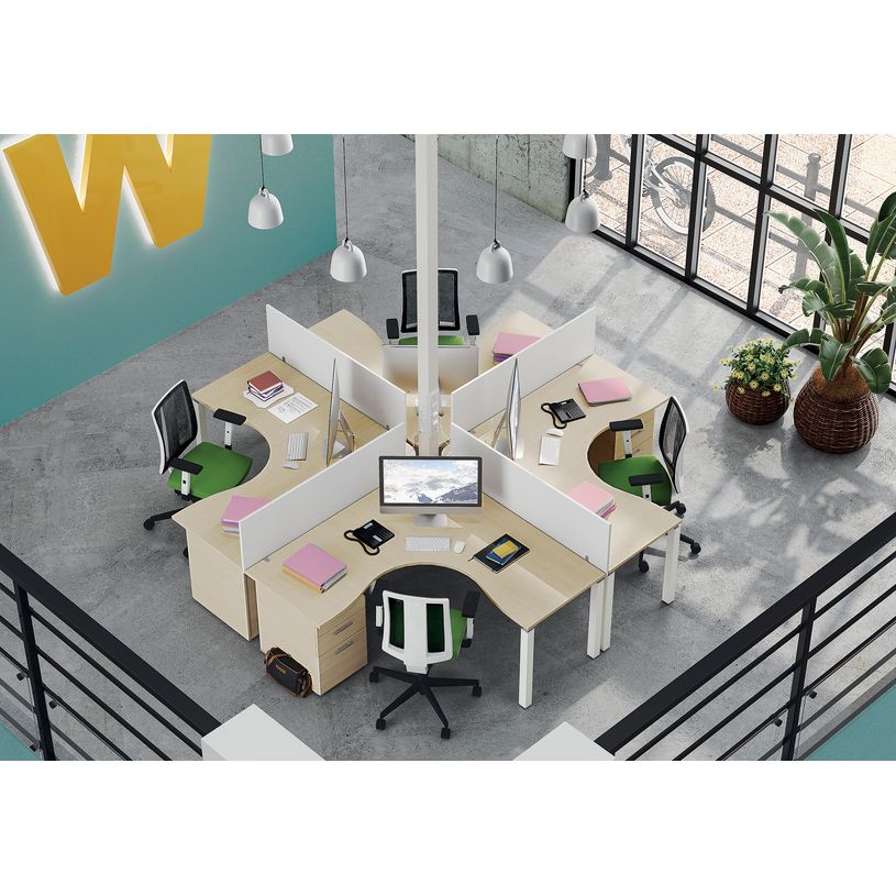 3253310164086-Bureau compact EXPRIM - L160 cm - Retour droite - Plateau imitation Erable - Pieds alu (Pieds de renfort obligato-P_79432289_3-1