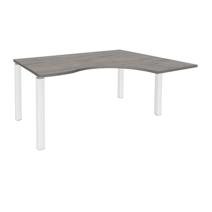 3253310164154-Bureau compact EXPRIM - L160 cm - Retour droite - Plateau imitation Chêne gris - Pieds blanc (Pieds de renfort obligato-P_79432296_1-0