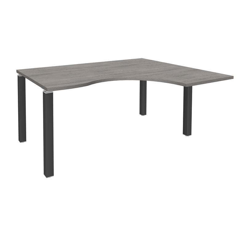 3253310164178-Bureau compact EXPRIM - L160 cm - Retour droite - Plateau imitation Chêne gris - Pieds carbone (Pieds de renfort obligato-P_79432298_1-0