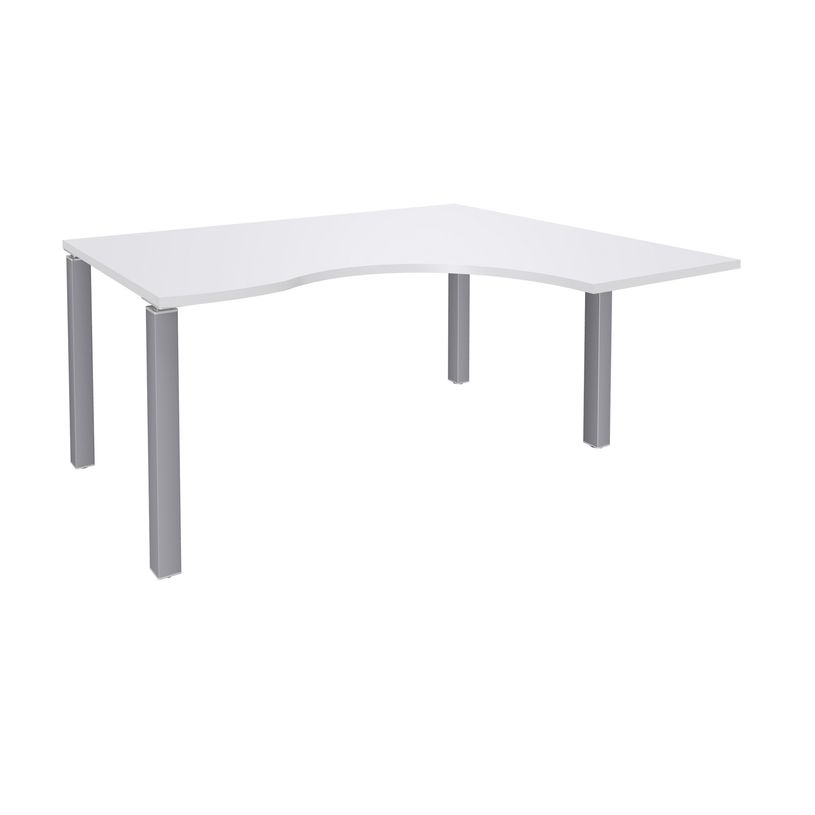 3253310164390-Bureau compact EXPRIM - L180 cm - Retour droite - Plateau Blanc perle - Pieds alu (Pieds de renfort obligato-P_79432320_1-0