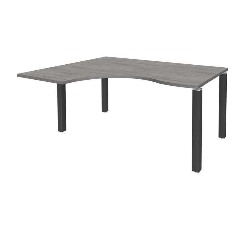 3253310164611-Bureau compact EXPRIM - L180 cm - Retour gauche - Plateau imitation Chêne gris - Pieds carbone (Pieds de renfort obligato-P_79432342_1-0