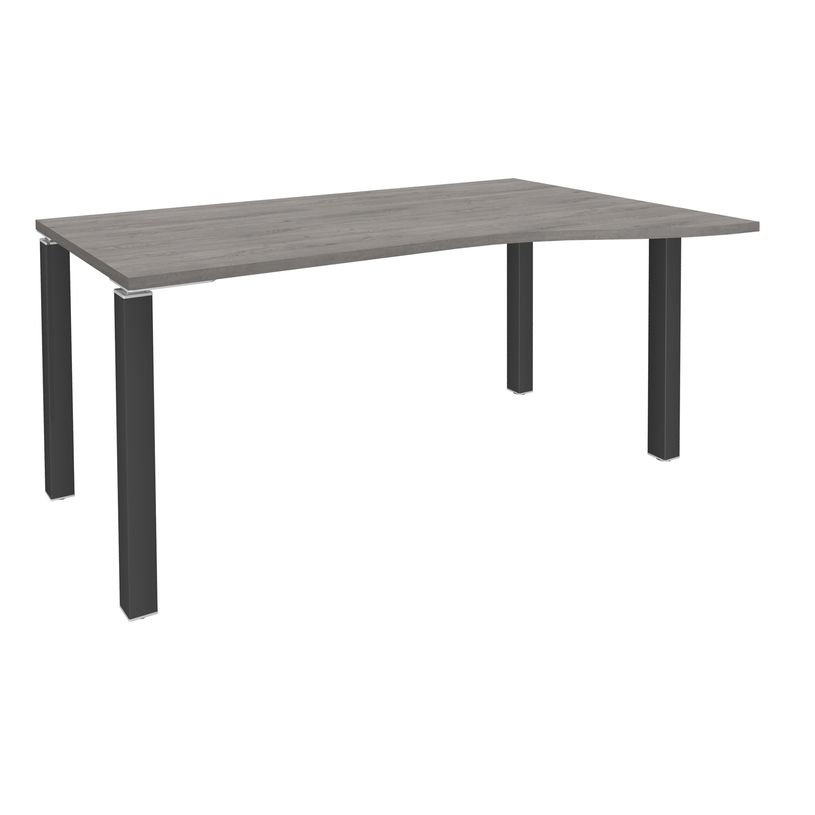 3253310165069-Bureau Vague EXPRIM - L160 cm - Retour droite - Plateau imitation Chêne gris - Pieds carbo-P_79432387_1-0