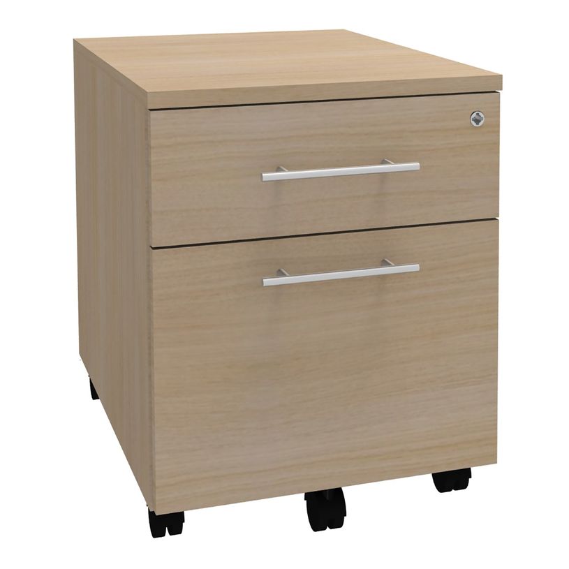 3253310147805-Caisson mobile LEVEL/STEELY/WOODY - L43 x H56 x P60 cm - 2 tiroirs dont 1 DS - imitation Ch-P_79432442_1-0
