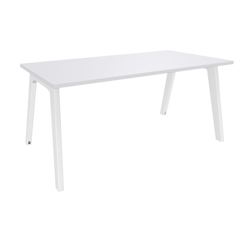 3253310162150-Bureau simple STEELY - L180 cm - Pieds blanc - plateau Blanc Perle-P_79432496_1-0