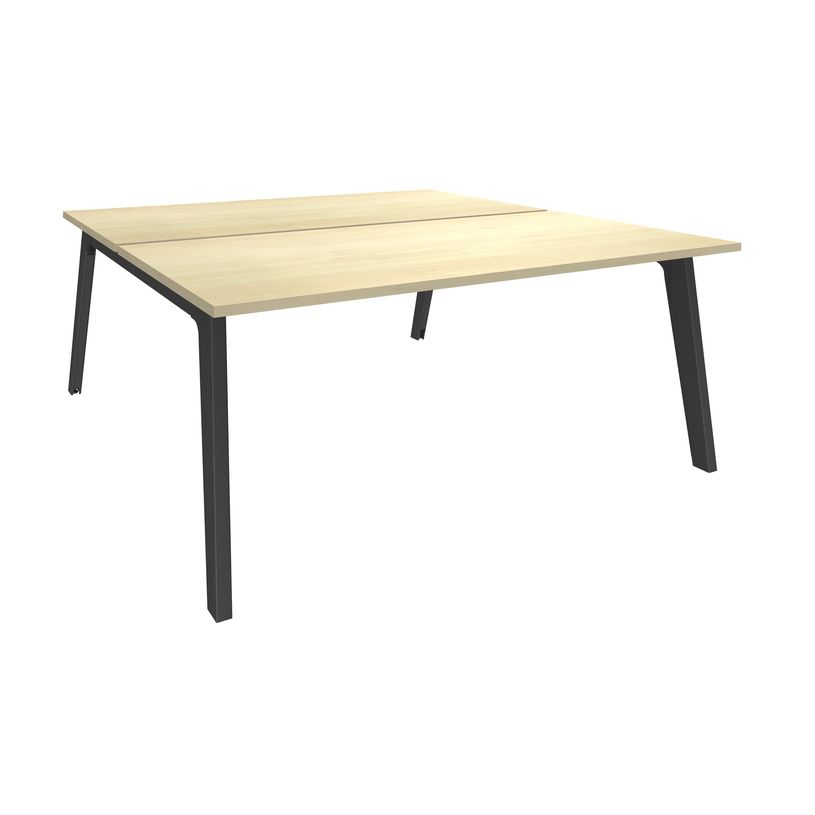 3253310162709-Bureau double STEELY - L140 cm - Double face Depart - Pieds carbone - plateau imitation Era-P_79432551_1-0