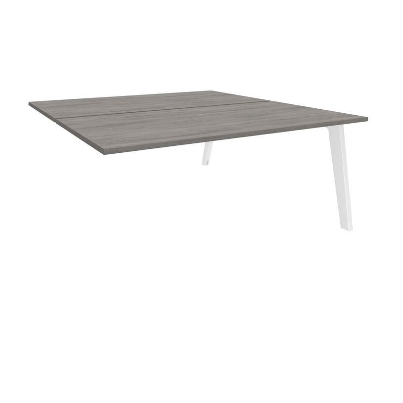 3253310163195-Bureau double STEELY - L160 cm - Double face Suivant - Pieds blanc - plateau imitation Chê-P_79432600_1-0