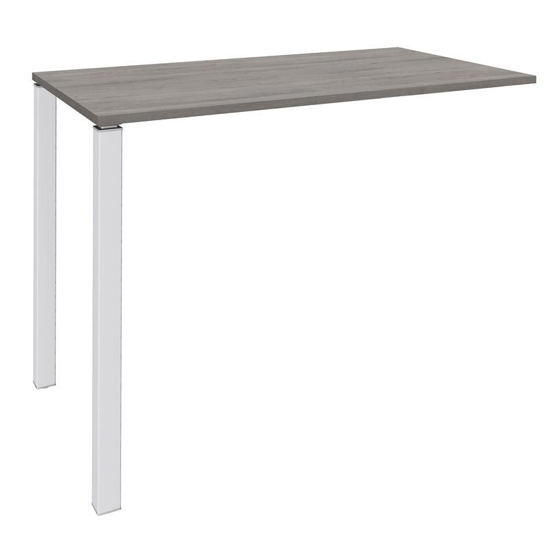 3253310158566-Table Lounge - L120xH105xP60 cm - 2 Pieds blancs - plateau imitation chêne gris-P_79432744_1-0