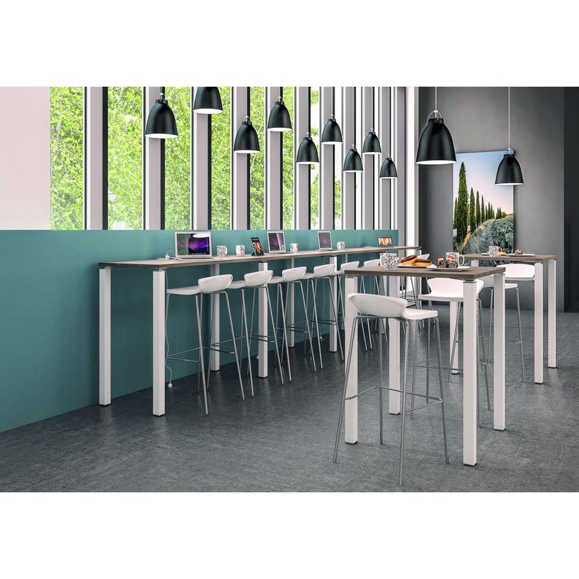 3253310166486-Table Lounge 4 pieds - L140xH105xP80 cm - Pied blanc - plateau imitation hêtre-P_79432842_2-1