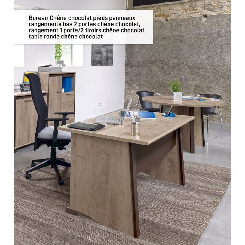 3483600874306-Bureau MAMBO - 140 cm - Pieds panneaux - Chêne Sonoma/noir-P_79433380_4-1