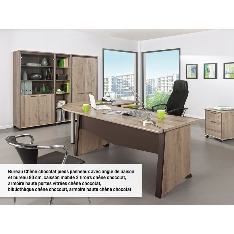 3483600874306-Bureau MAMBO - 140 cm - Pieds panneaux - Chêne Sonoma/noir-P_79433380_5-2