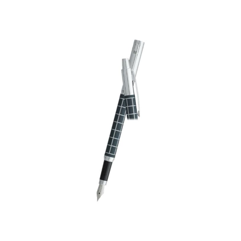 3219912644500-Vuarnet Swing Quadrillé - Stylo plume bordeaux satiné -P_79434047_1-0