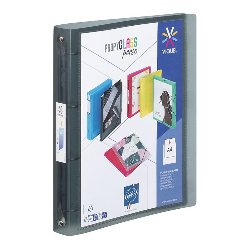 3135250996685-Viquel Propyglass - Classeur à anneaux personnalisable - Dos 35 mm - A4 - noir fumé-P_79435228_1-0