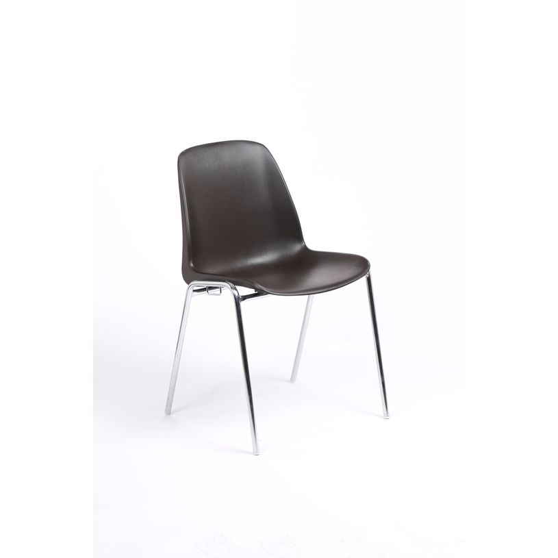3701338800405-Chaise CHARLOTTE - pieds chromés avec accroches - marron-P_79438549_1-0