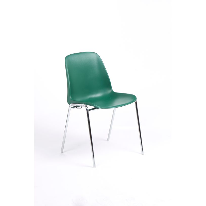 3701338800450-Chaise CHARLOTTE - pieds chromés avec accroches - vert-P_79438553_1-0