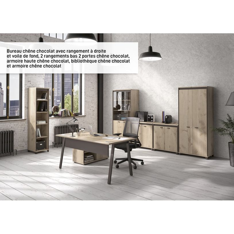 3483600933447-Bureau MAMBO - 160 cm - Pieds métal - Chêne/chocolat-P_79439511_2-1