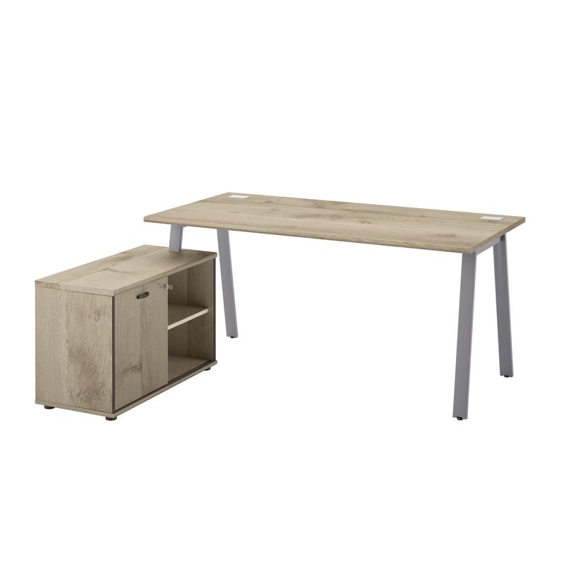 3483600933454-Bureau manager MAMBO avec retour gauche - 160 cm - Chêne/chocolat-P_79439512_4-1
