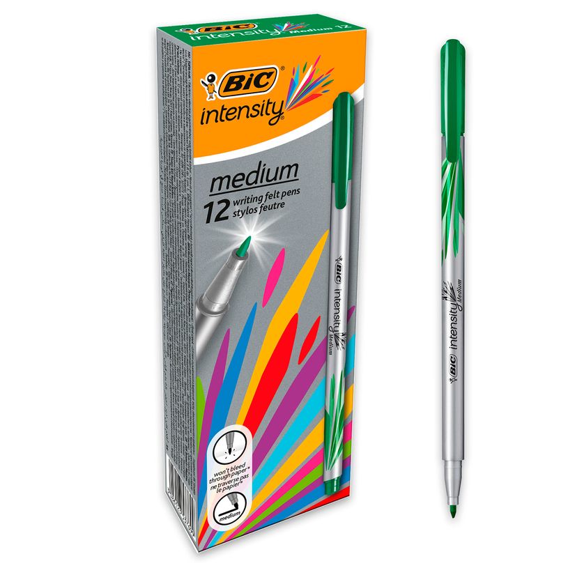 3086123537699-BIC Intensity - Pack de 12 feutres fins - pointe moyenne - vert-P_79440301_2-0