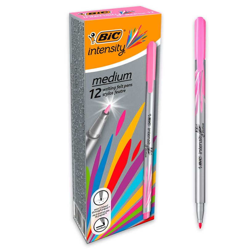 3086123537712-BIC Intensity - Pack de 12 feutres fins - pointe moyenne - rose-P_79440303_2-0