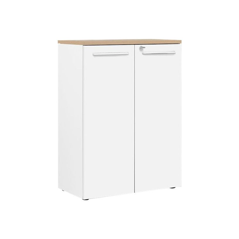 3483600849052-Rangement mi-hauteur YES ! - L80 x H109 x P42 - 2 portes - Façade blanche - Dessus chêne-P_79440892_1-0