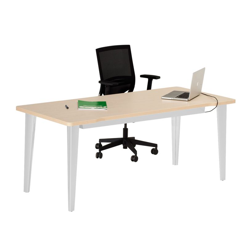2012349454701-Bureau EVIDENCE - 160 cm - Pieds aluminium - Plateau imitation érable-P_79441316_1-0