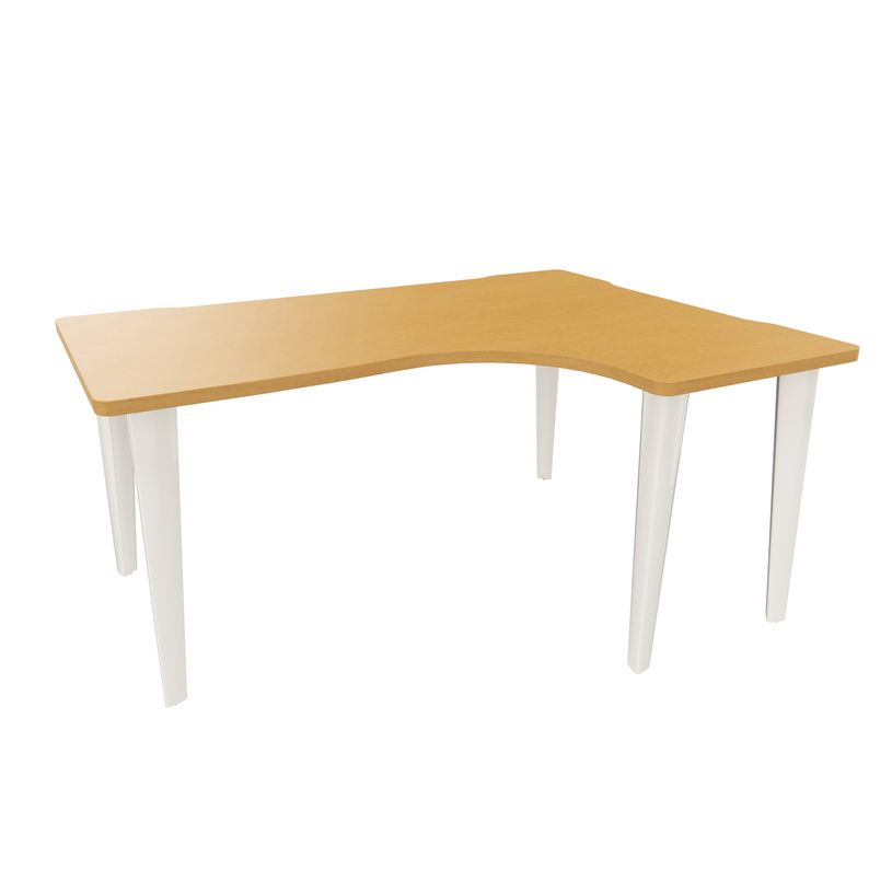 2012349455821-Bureau compact 90° à droite EVIDENCE - Pieds blancs - Plateau imitation hêtre-P_79441372_1-0