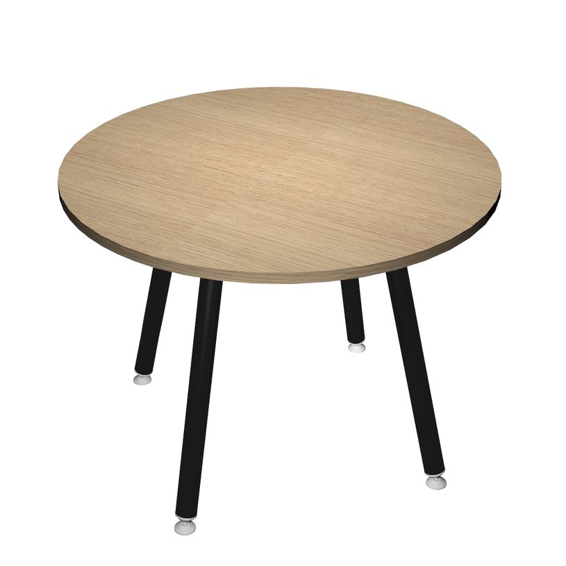 2012349511114-Table ronde - H74,4 cm - 100 cm - 4 pieds noir - plateau imitation chêne-P_79441696_1-0