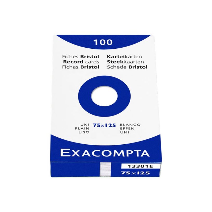 3130630133018-Exacompta - Pack de 100 Fiches Bristol - 7,5 x 12,5 cm - unies - non perforées - blanc-P_99999792_2-1